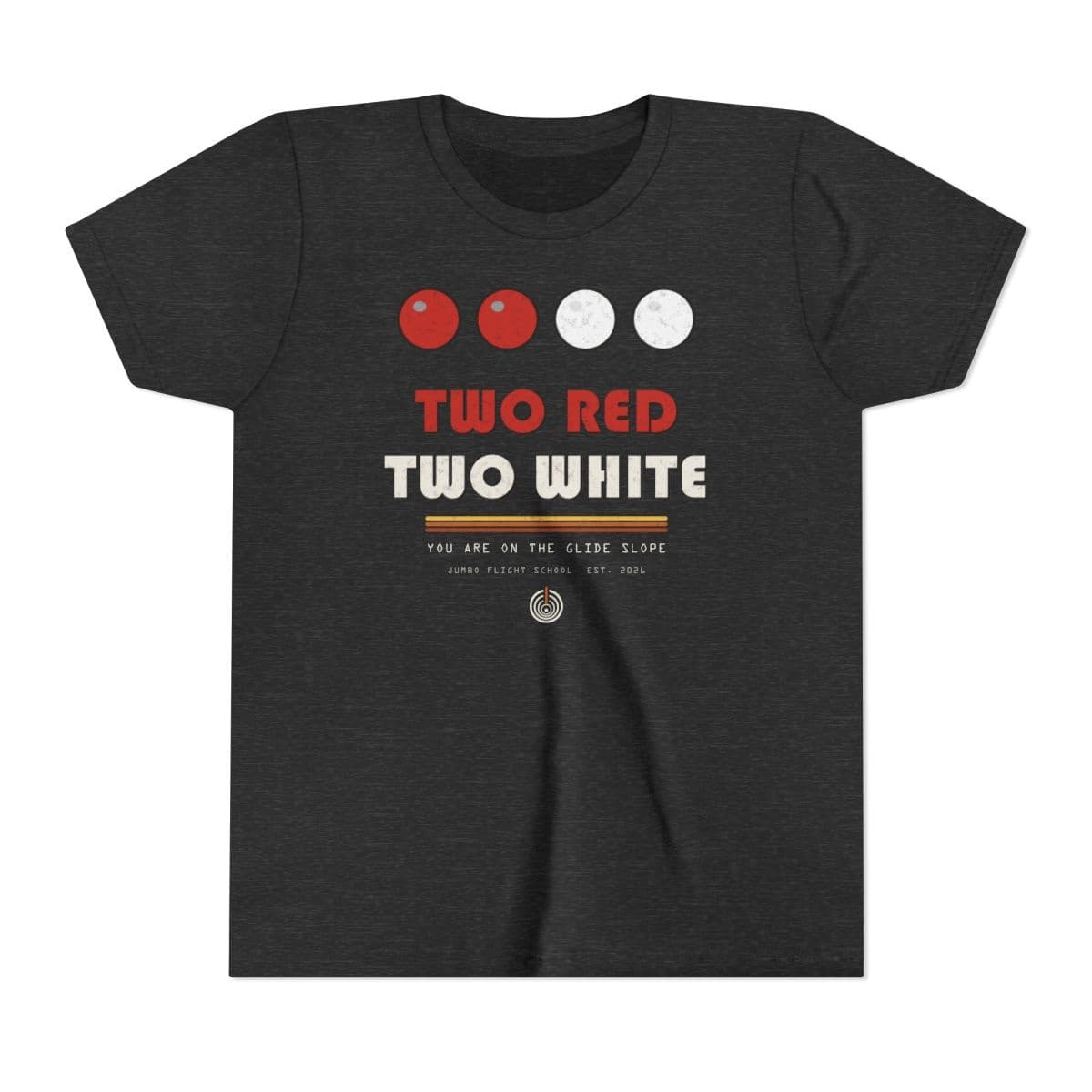 Design mockup of Two Red, Two White Tee, Kids'. Not a product photograph.